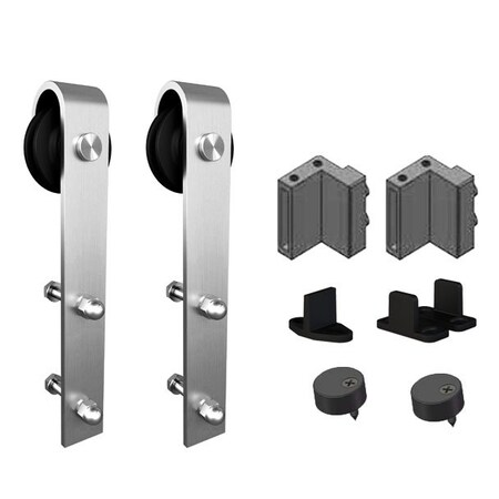 Orca Hardware Double Door Kit, Standard Drop Hangers, To Be Used With Single Flat Track Kit, Stainless Steel Fini FTST-DDK-SS